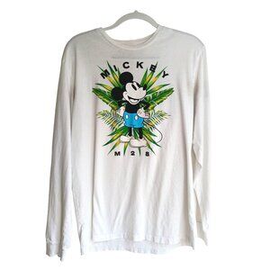 Neff Mickey Mouse M28 Fern Graphic Print Long Sleeve T-Shirt Disney Size M White